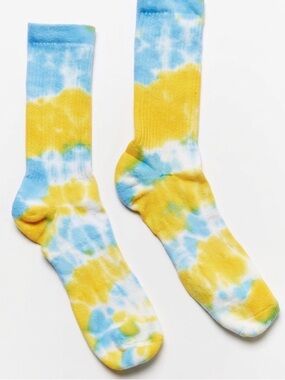 SoulCycle x By My Grace Special Capsule Blue Yellow Tie Dye Socks NWT